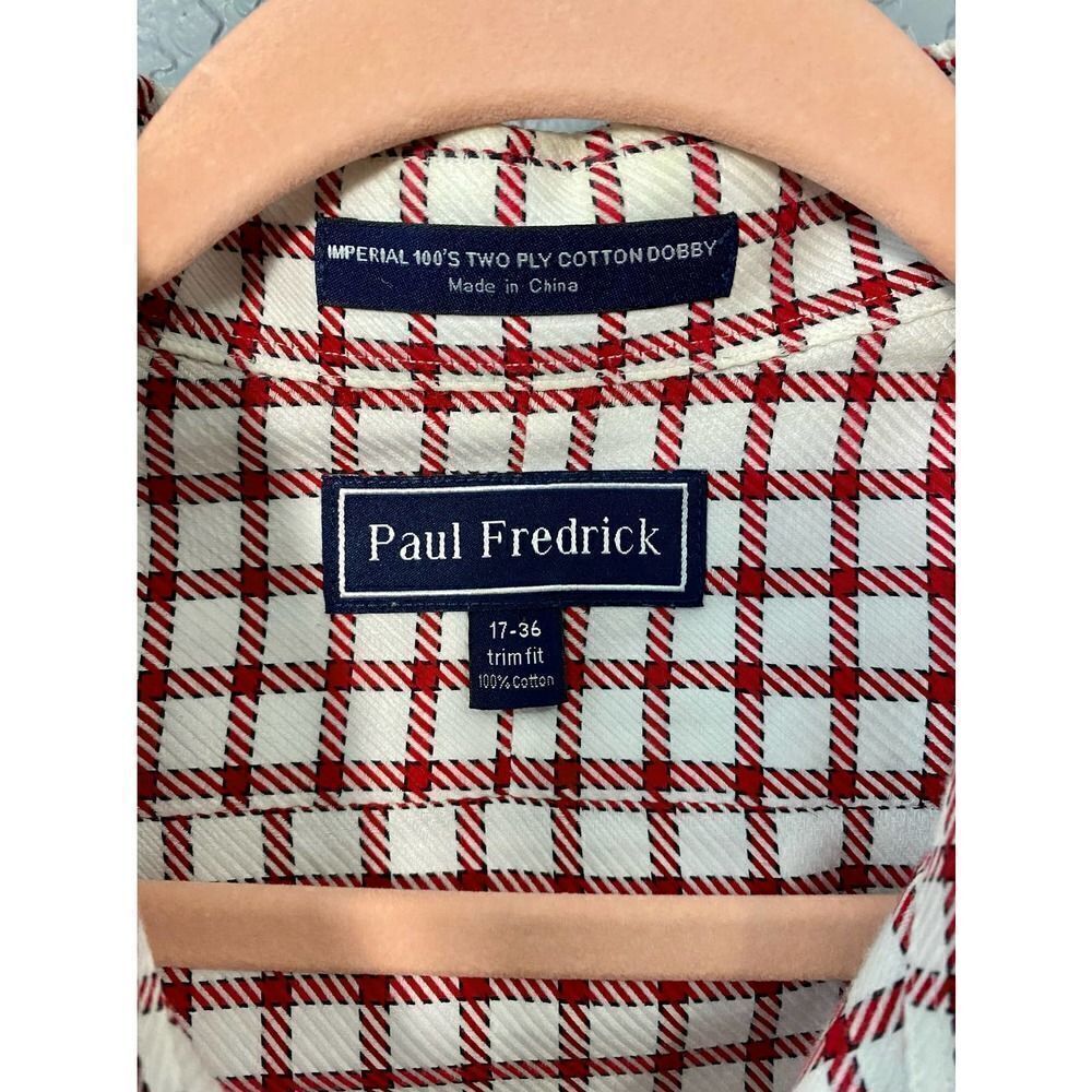 Paul Fredrick Red Checkered Button Down Dress Shi… - image 3